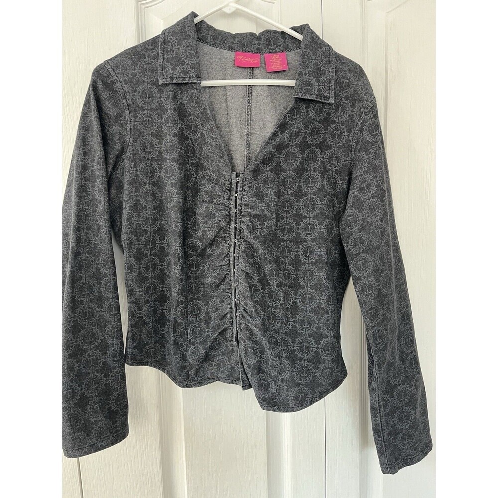 Thalia Sodi Vintage Y2K Black & Grey Crop Top Size L